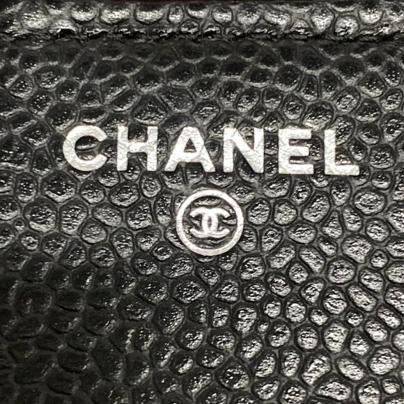 Auth CHANEL Matelasse/Classic Small Flap Wallet A82288 Black Grained Calfskin - Picture 5 of 11